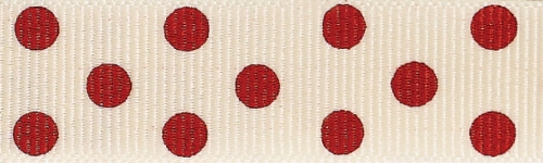 Berisfords Spotty Grosgrain Ribbon 2 Natural/Red