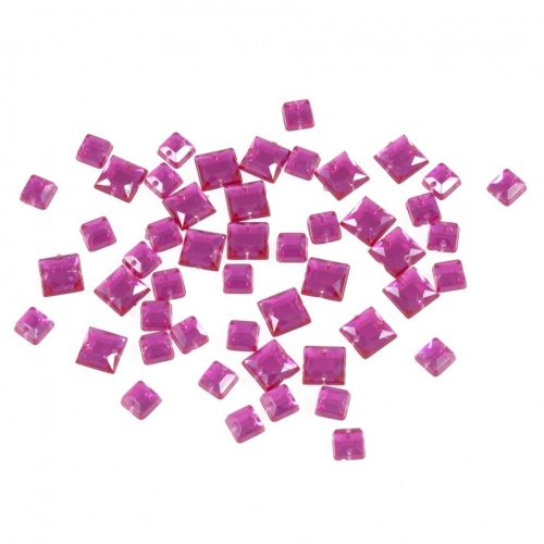 Sew On Square Diamante Bling Fuchsia