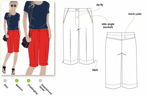 Style Arc Paper Sewing Pattern Jennifer City Shorts