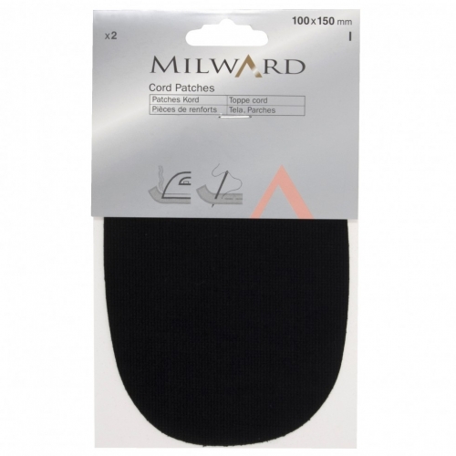 Milward Iron On Cord Patches Black