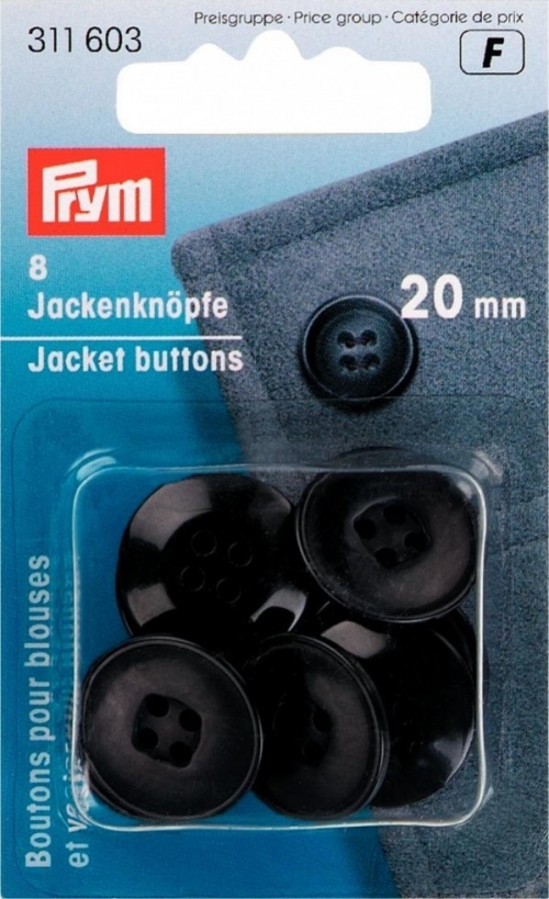 Prym Round Jacket Buttons Navy Blue