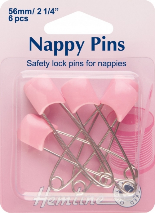 Hemline Safety Nappy Pins Pink
