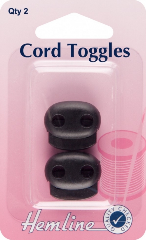 Hemline Adjustable Cord Toggles Black