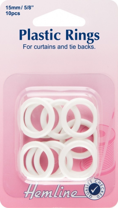 Hemline Plastic Curtain Rings White