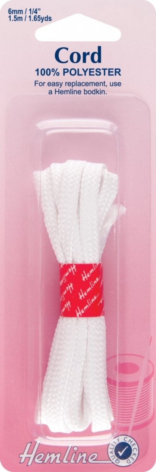 Hemline Round Polyester Cord White