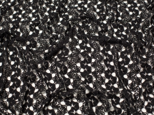Seville Crochet Lace Fabric Black Minerva