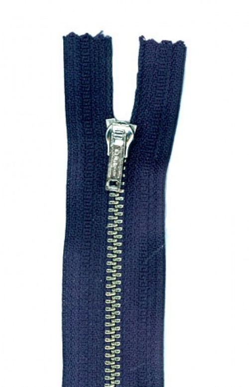 Silver Metal Closed End Zips Black