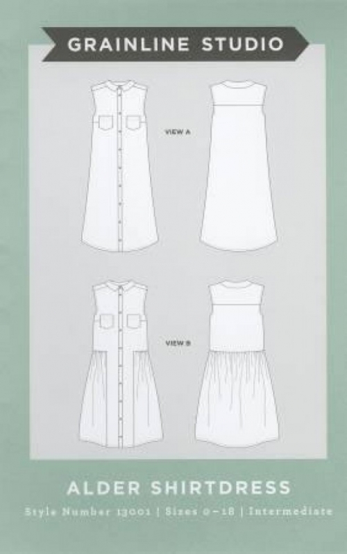 Grainline Studio Alder Shirtdress pattern style number 13001 classic sleeveless dress