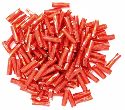 Craft Factory Twisted Glass Bugle Beads Red