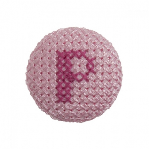 Cross Stitch Alphabet Buttons Light Pink on Ivory Letter P