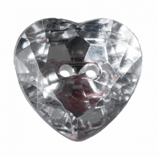 Hemline Heart Faceted Buttons Clear