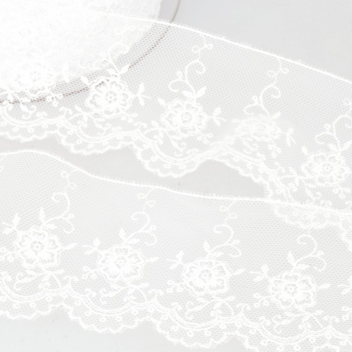 Stephanoise Valenciennes Lace Trim White