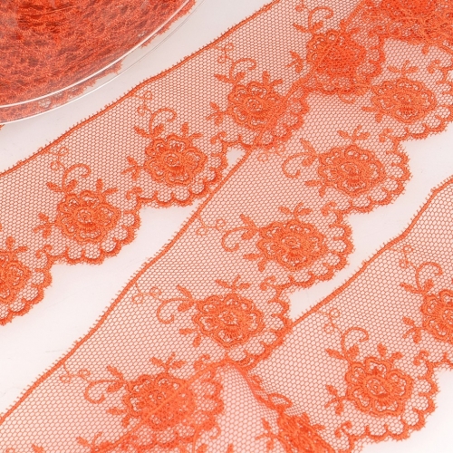 Stephanoise Valenciennes Lace Trim Orange