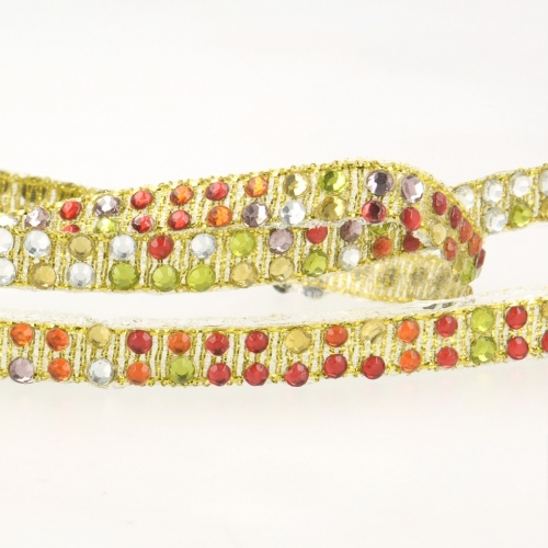 Stephanoise Iron On Rhinestone Trim Green Multi