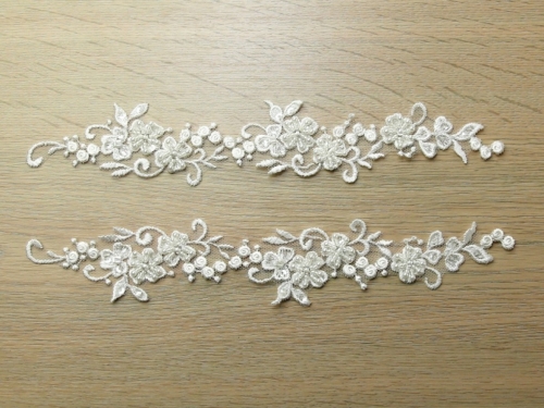 ivory beaded lace appliques