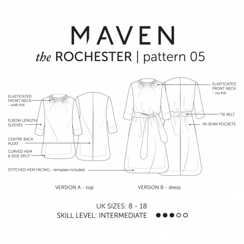 Maven Patterns Paper Sewing Pattern Rochester Top & Dress