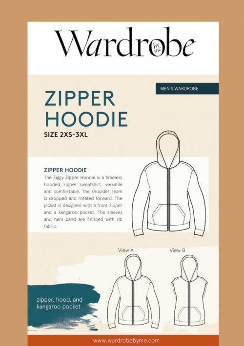 Ziggy Zipper Hoodie Mens Paper Pattern - Wardrobe by Me Ziggy Zipper Hoodie Mens Paper Pattern - Wardrobe by Me
