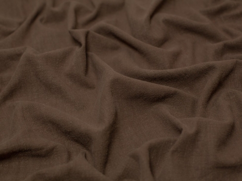Minerva Core Range Soft Stonewashed Ramie Linen Weave Fabric Dark Brown