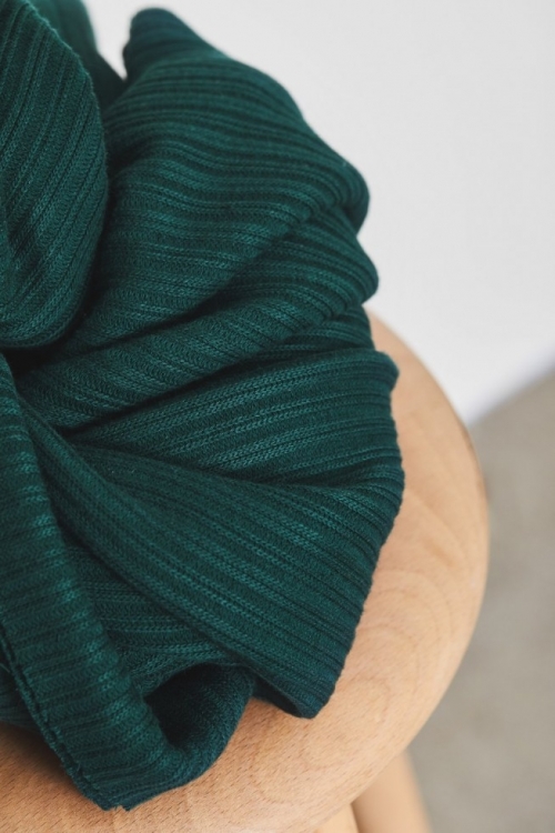 green rib knit fabric