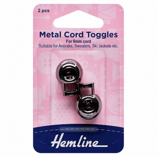 Hemline Adjustable Metal Cord Toggles Black
