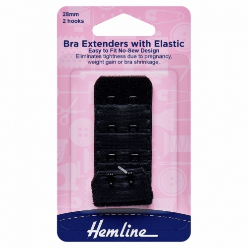 Hemline Bra Back Extenders Black