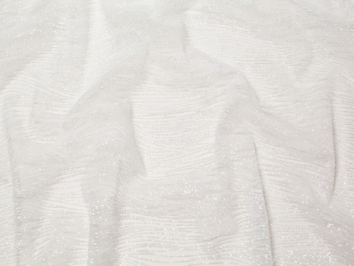 Minerva Core Range Ripple Glitter Tulle Net Fabric Ivory