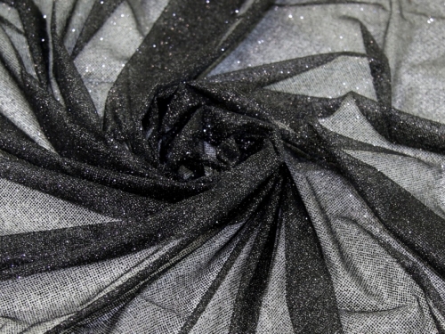 Minerva Core Range Shining Glitter Tulle Fabric Black