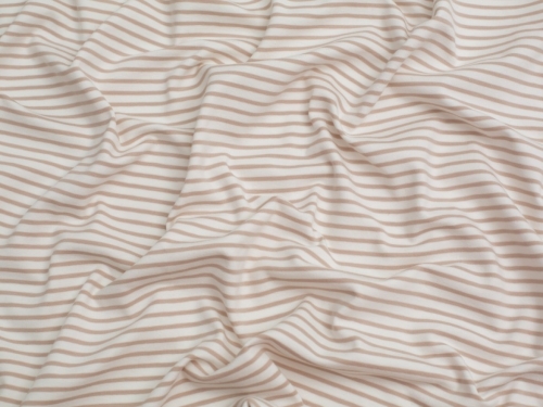 Minerva Core Range Stripe Cotton Jersey Stretch Knit Fabric Almond