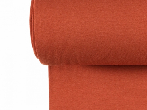 Minerva Core Range Organic Tubular Ribbing Stretch Knit Fabric Rust