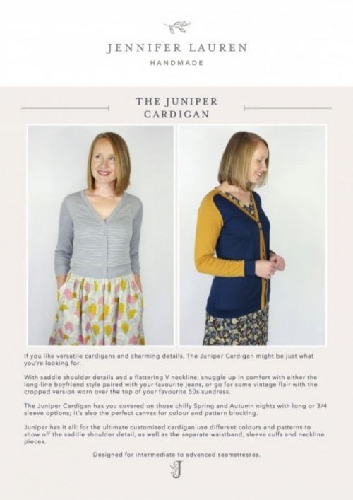 Jennifer Lauren Handmade Paper Sewing Pattern Juniper Cardigan
