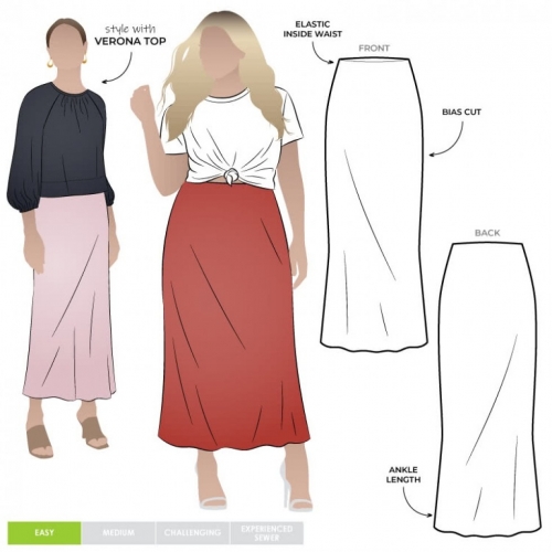 Style Arc Sewing Pattern Genoa Bias Cut Skirt Minerva