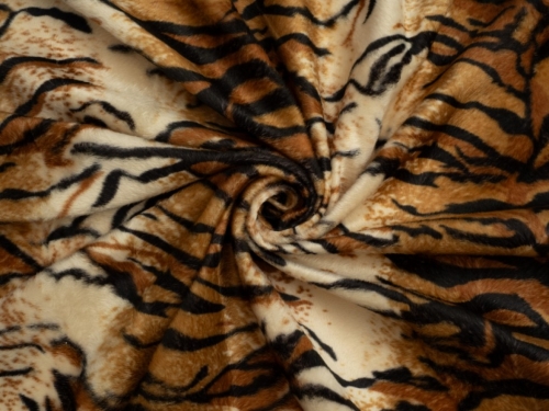 Minerva Core Range Velboa Faux Fur Fabric Brown Tiger