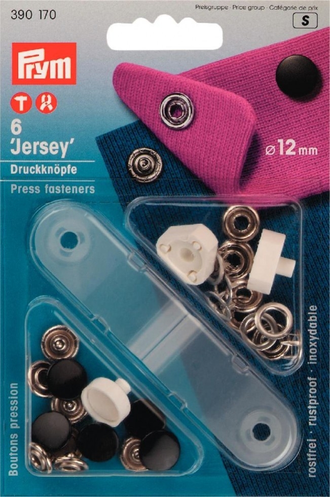Prym Jersey Cap Snaps Press Fasteners Black