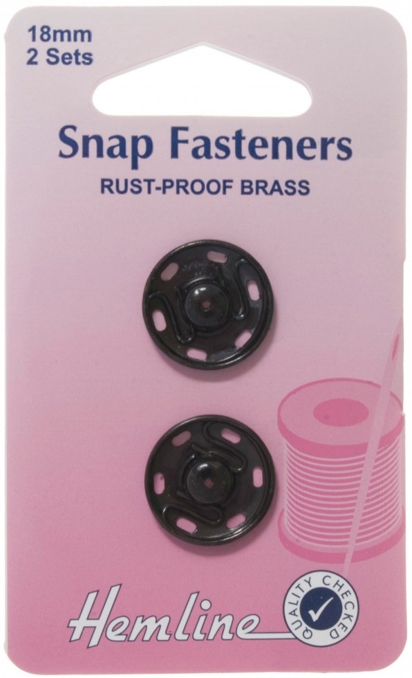 Hemline Sew On Metal Snap Fasteners Black