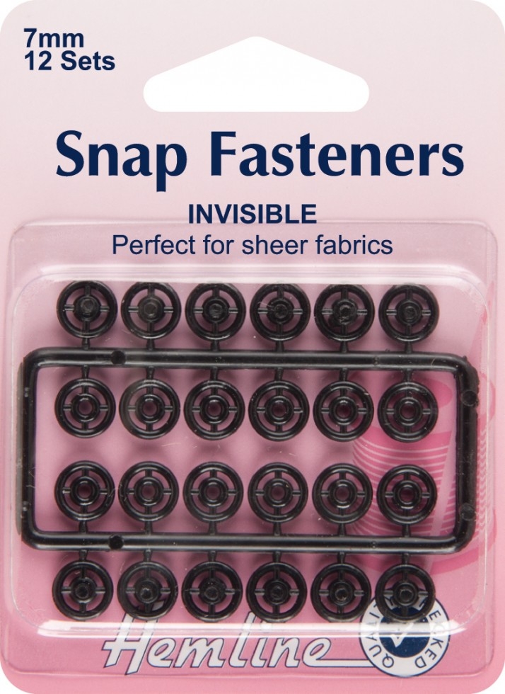 Hemline Sew On Plastic Press Snap Fasteners Black