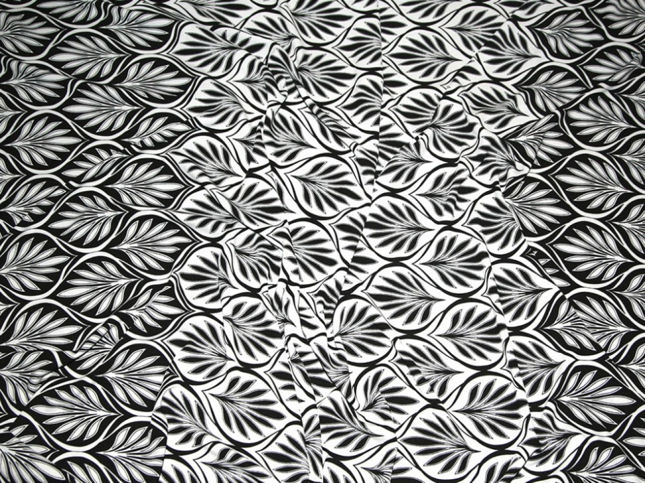 John Kaldor Pease Blossom Crepe Fabric Black & Mint