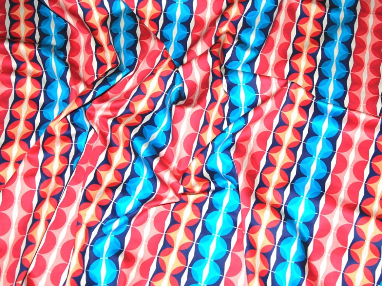 John Kaldor Lizzano Cotton Sateen Fabric Pink Orange Blue