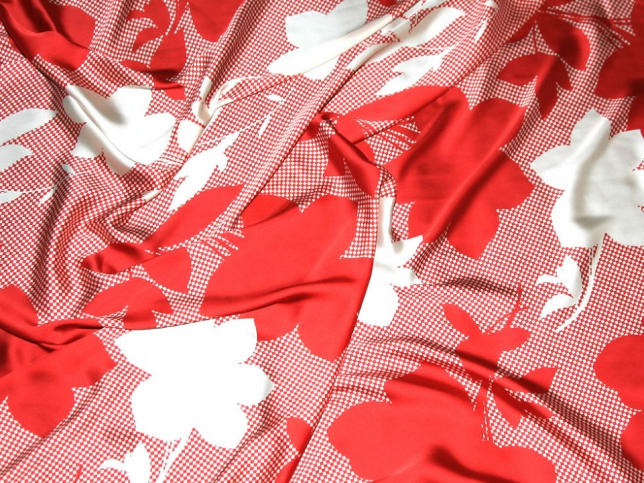 John Kaldor Cassandra Charmeuse Silky Satin Fabric Red & Cream