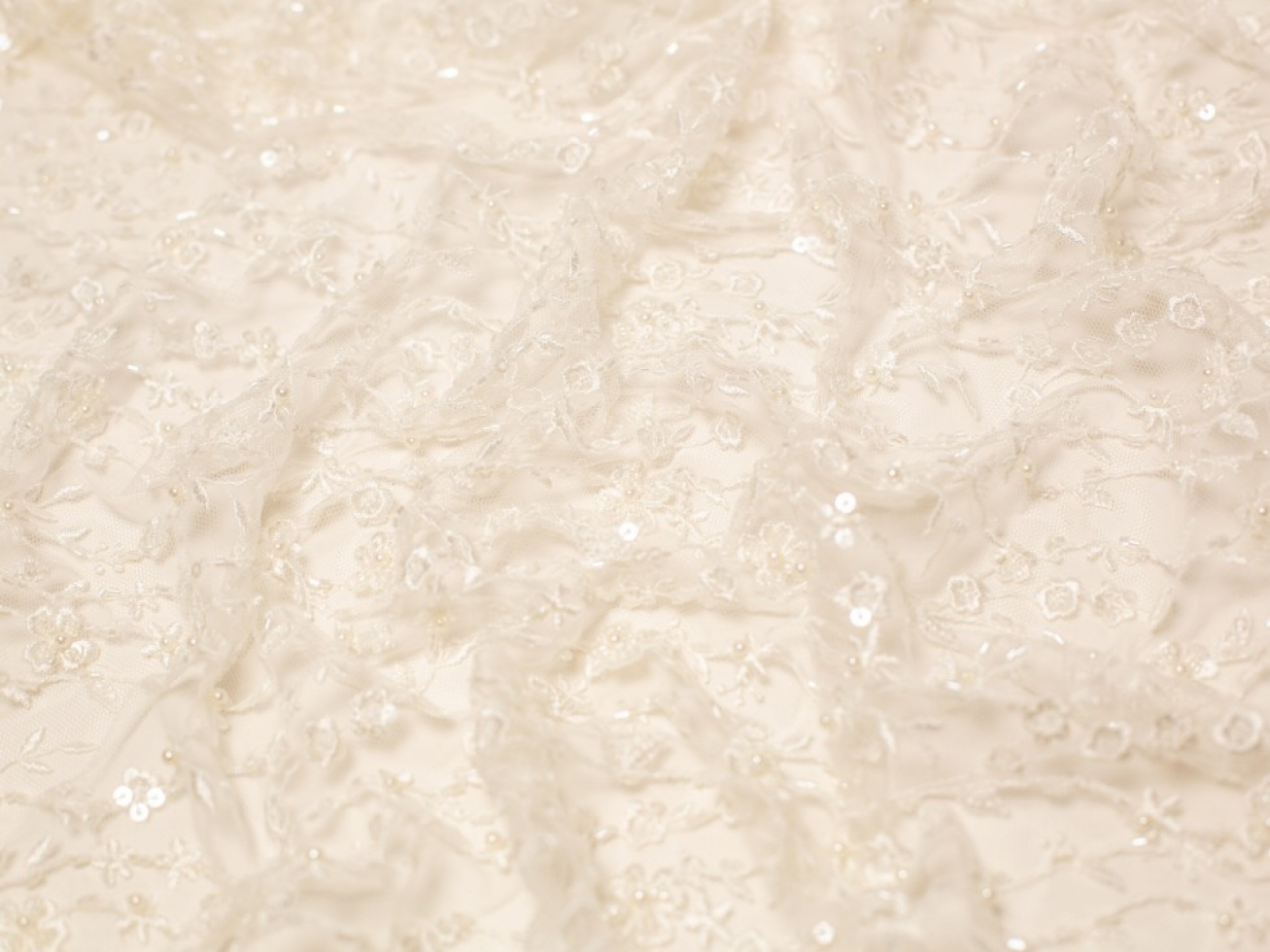 Minerva Core Range Caterina Beaded Lace Fabric Ivory