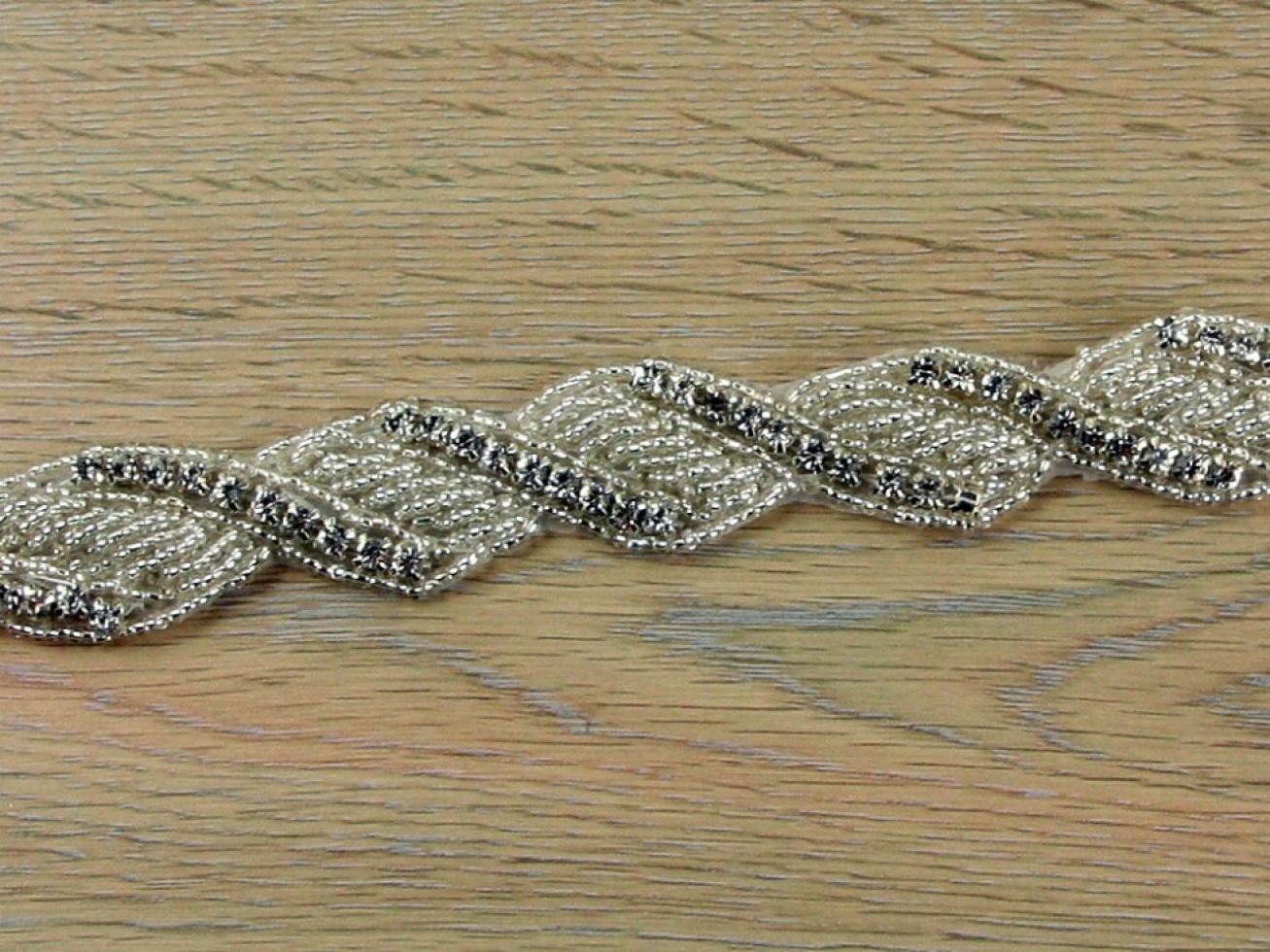 Crystal Diamante Lace Trim Silver