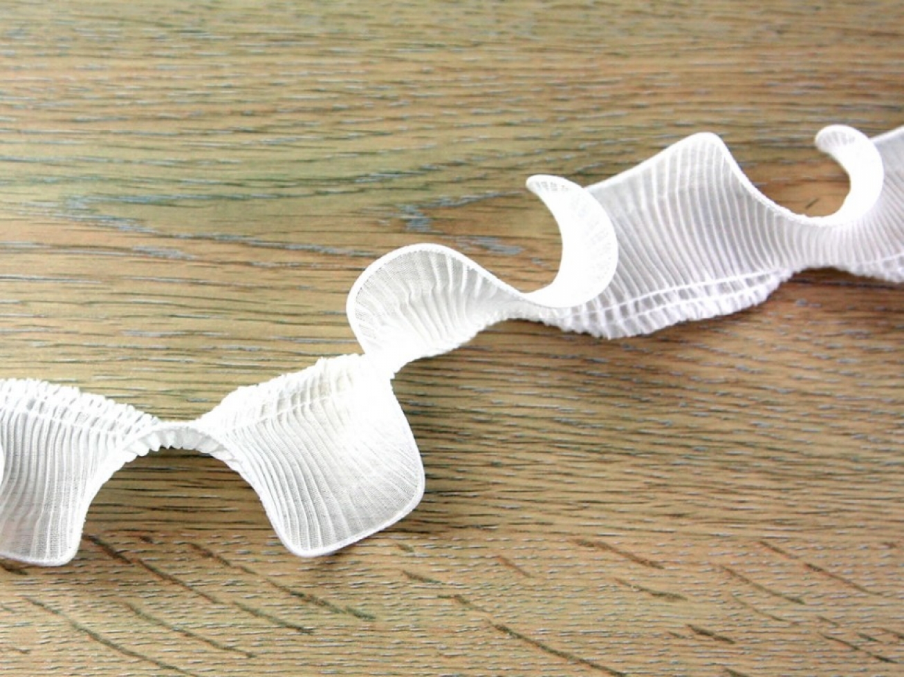 Pleated Ruffle Trim White