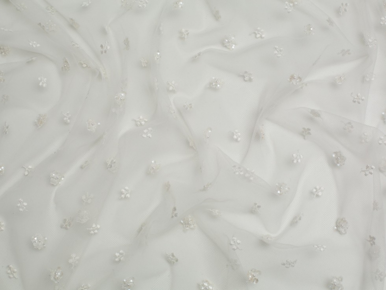 Minerva Core Range Daisy Sequin Mesh Fabric Ivory