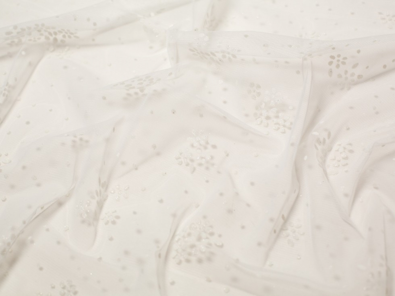 Galaxy Glitter Tulle Net Fabric Ivory