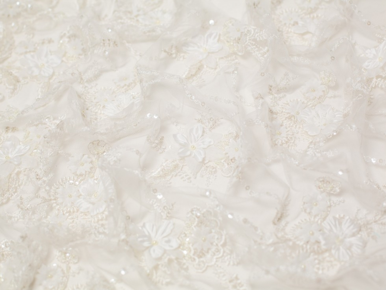 Minerva Core Range Genevieve Embroidered Lace Fabric Ivory
