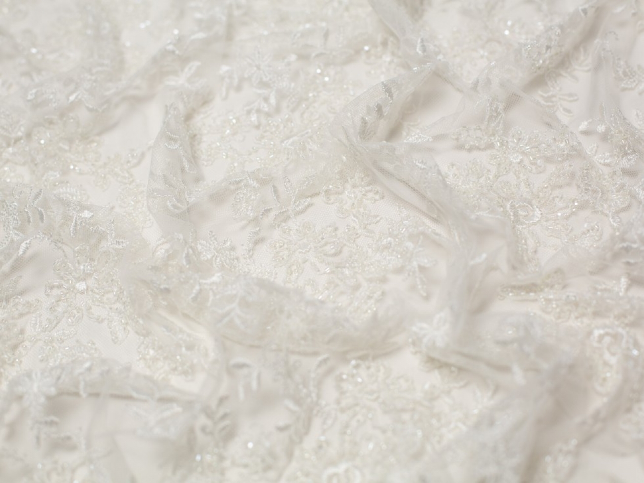 Minerva Core Range Hannah Beaded Lace Fabric Ivory