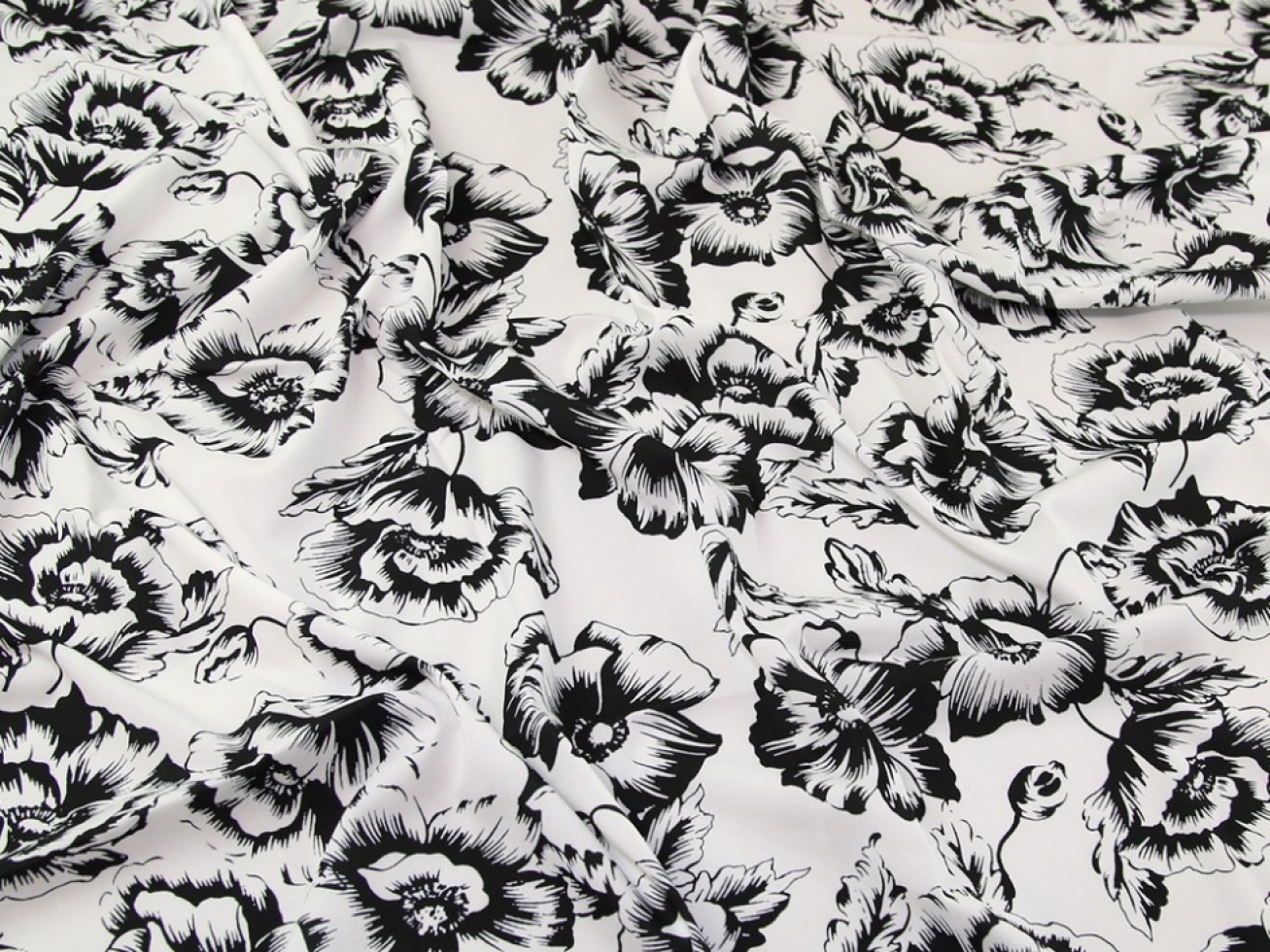 John Kaldor Hermione Crepe Fabric Black on White