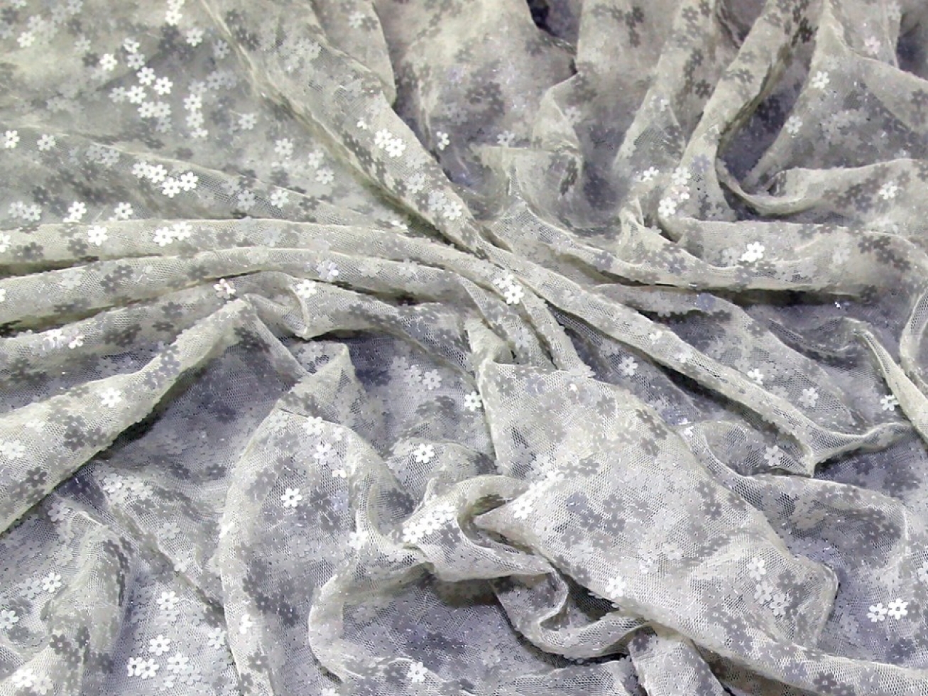 Jasper Sequin Mesh Fabric Ivory