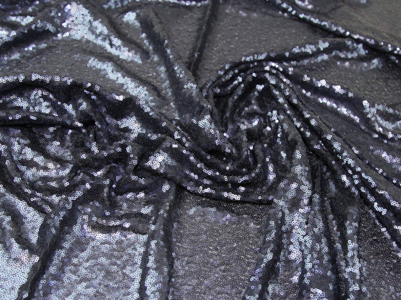 Luxor Sequin Mesh Fabric Navy Blue
