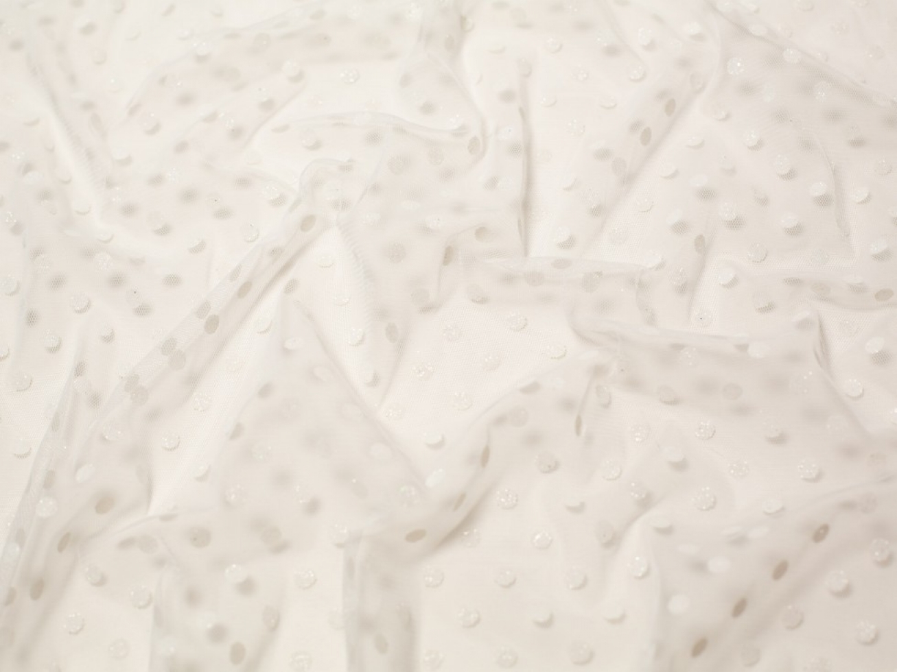 Minerva Core Range Moonlight Glitter Tulle Net Fabric Ivory