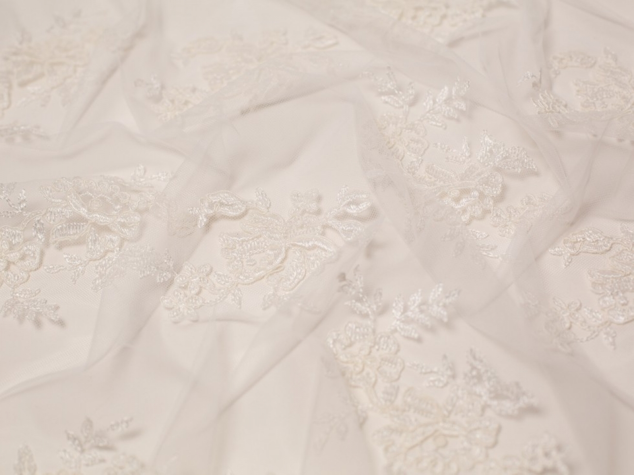 Minerva Core Range Naomi Embroidered Lace Fabric Ivory